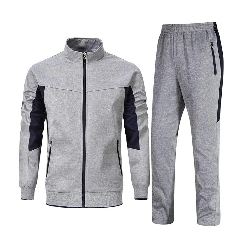 High Quality Fitness Wear Men's Two Piece Workout Tracksuit Set Athletic Sports Casual Full Zip Sweatsuit/