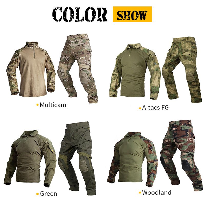 Emersongear G3 Camouflage Tactical Clothing Shirt Pants Frog Suit Combat Uniform Tactical Uniform With Knee Pads