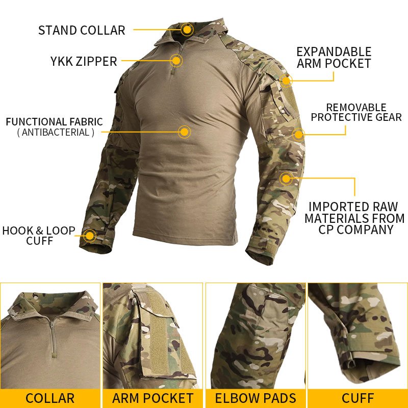 Emersongear G3 Camouflage Tactical Clothing Shirt Pants Frog Suit Combat Uniform Tactical Uniform With Knee Pads