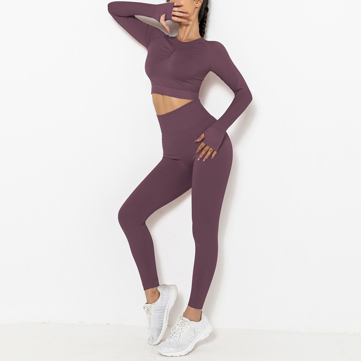 Long Sleeves Gym Fitness Workout Clothing Set Girls Sexy Gym Yoga Fitness Set For Women