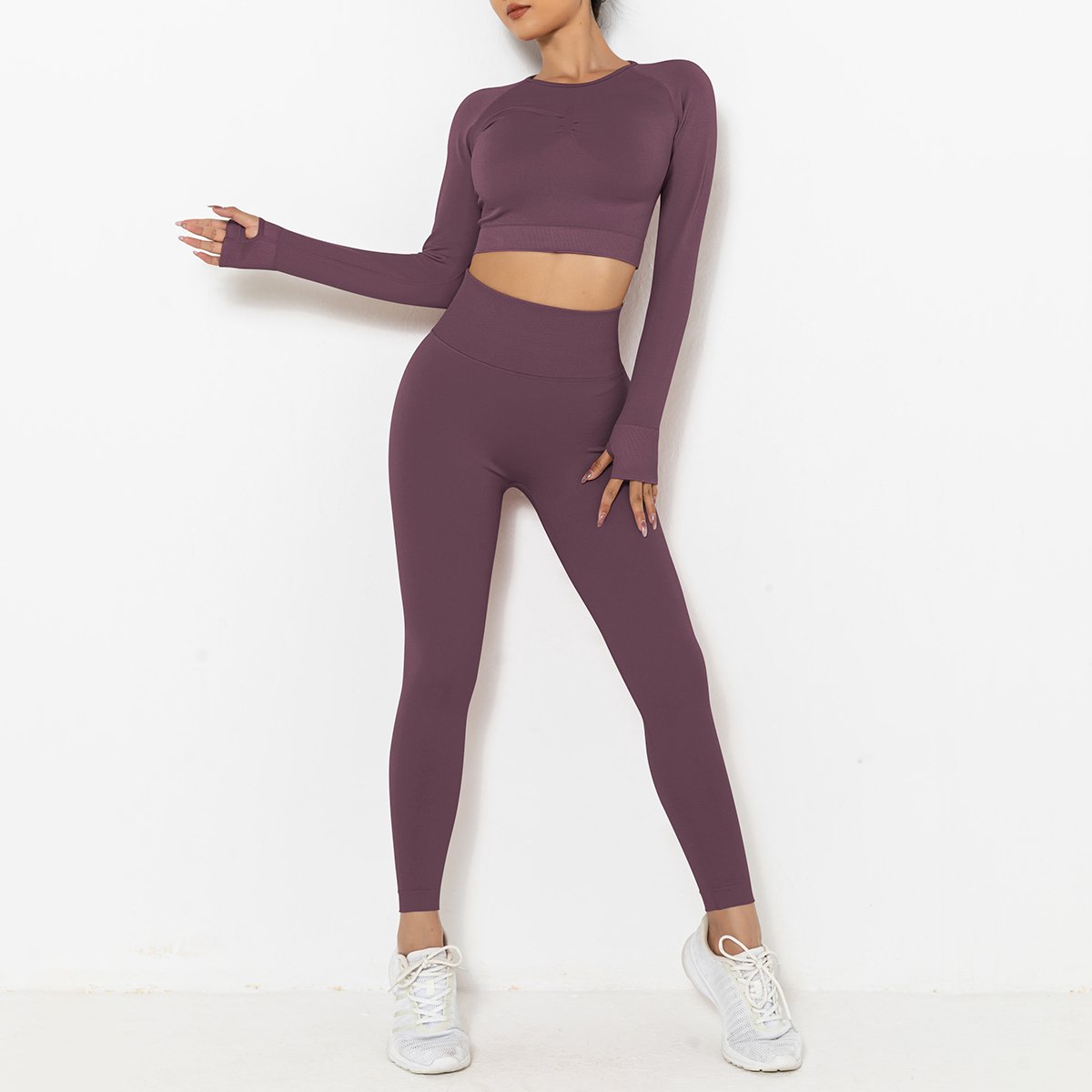 Long Sleeves Gym Fitness Workout Clothing Set Girls Sexy Gym Yoga Fitness Set For Women