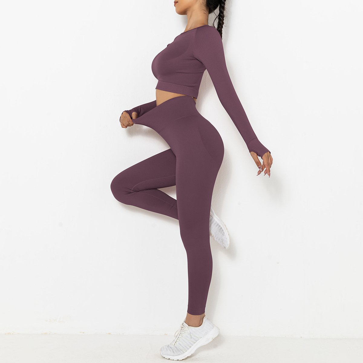 Long Sleeves Gym Fitness Workout Clothing Set Girls Sexy Gym Yoga Fitness Set For Women