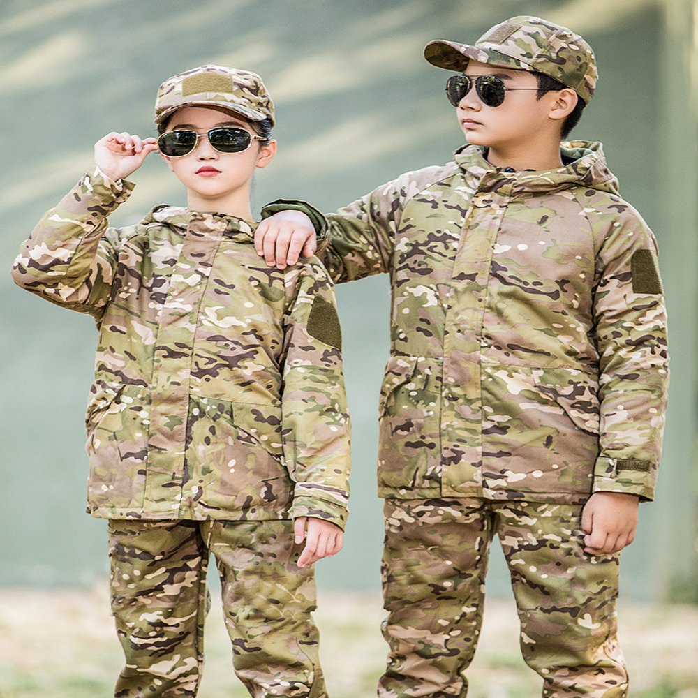 Sports Hiking Clothes Kids Camouflage Uniform Tactical Winter Jacket Children Tactical Suit