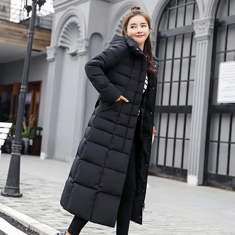 Women Winter Hooded Cotton Parka Warm Long Casual Quilted Overcoat Thicken Slim Fitting Jacket Women Padded Puffer Jacket
