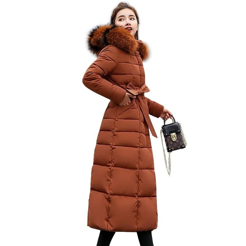 Women Winter Hooded Cotton Parka Warm Long Casual Quilted Overcoat Thicken Slim Fitting Jacket Women Padded Puffer Jacket