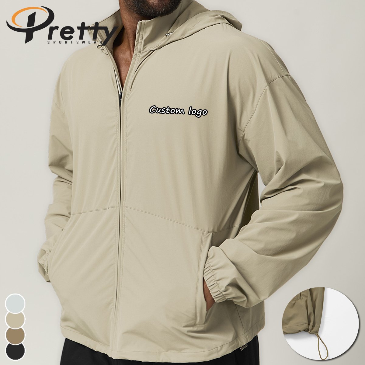 Men's Zipper Hooded Outdoor Waterproof Jacket Hiking Camping Jacket Citywalk Smart Casual Workout Sports Windproof Hardshell