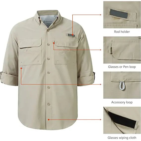 Men Custom Camping Shirt Quick Dry UPF Protection Fishing Hiking Shirt Comfortable Breathable Short Sleeve Fishing shirt