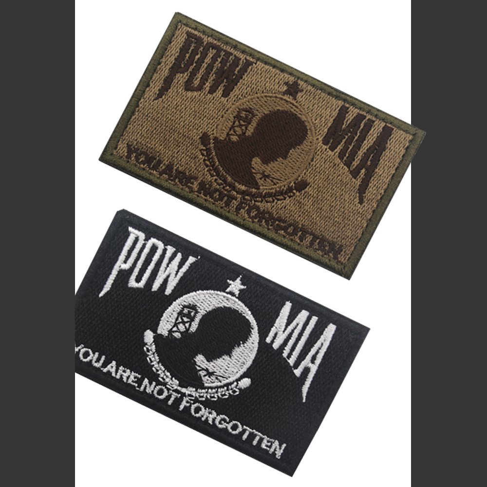 POW MIA YOU ARE NOT FORGEOTTEN Embroidery Tactical Funny Letter Patch With Person Khaki Popular Color Embroidered Sew-on Patch