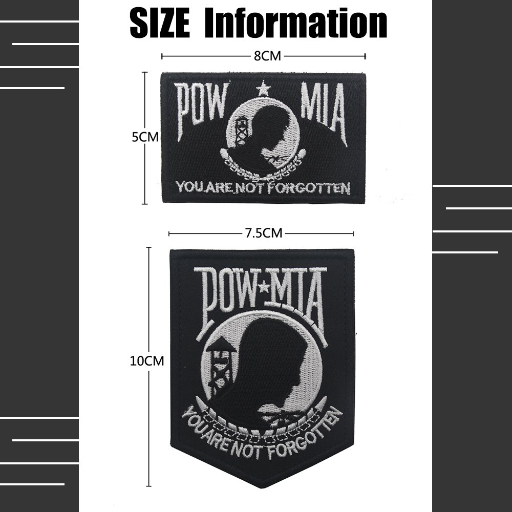 POW MIA YOU ARE NOT FORGEOTTEN Embroidery Tactical Funny Letter Patch With Person Khaki Popular Color Embroidered Sew-on Patch