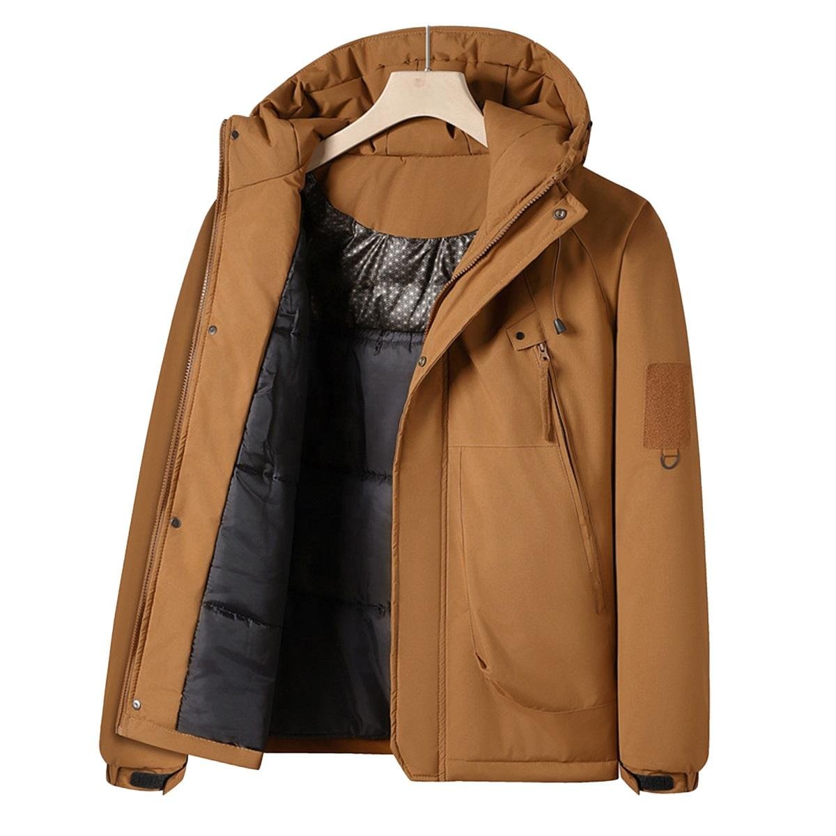 Custom logo men's waterproof raincoat hooded windproof outdoor men's spring and autumn loose sports hiking work jacket