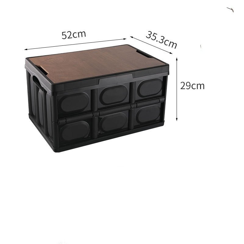 Plastic Folding Multi-function Outdoor Camping Storage Box with Wood Lid Foldable Collapsible Clothes Container Car Organizer