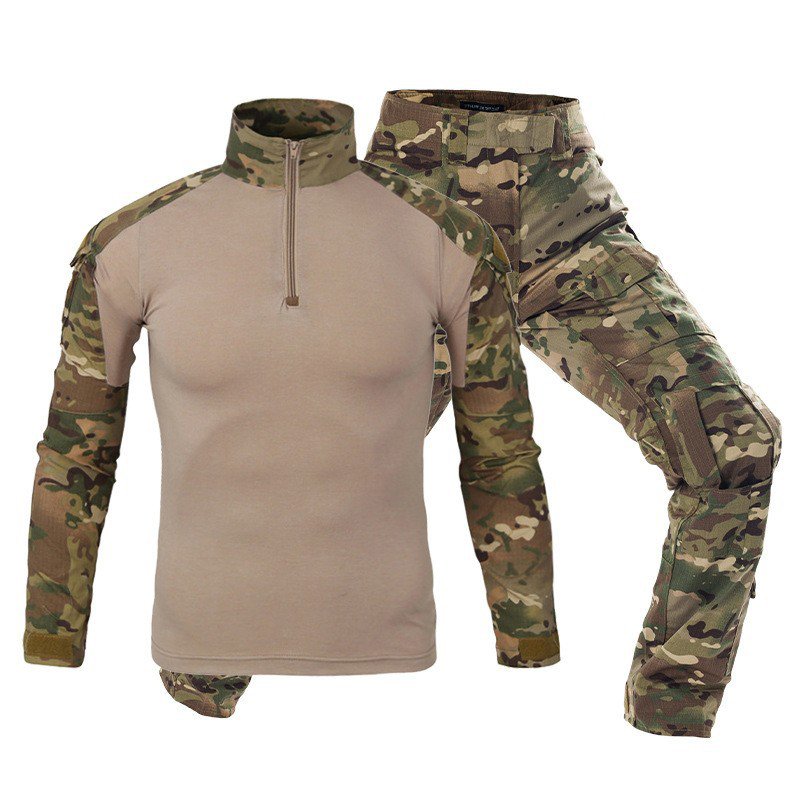 Outdoor tactics long sleeve frog suit set wear-resistant camouflage CS training suit hunting mountaineering camping work clothes