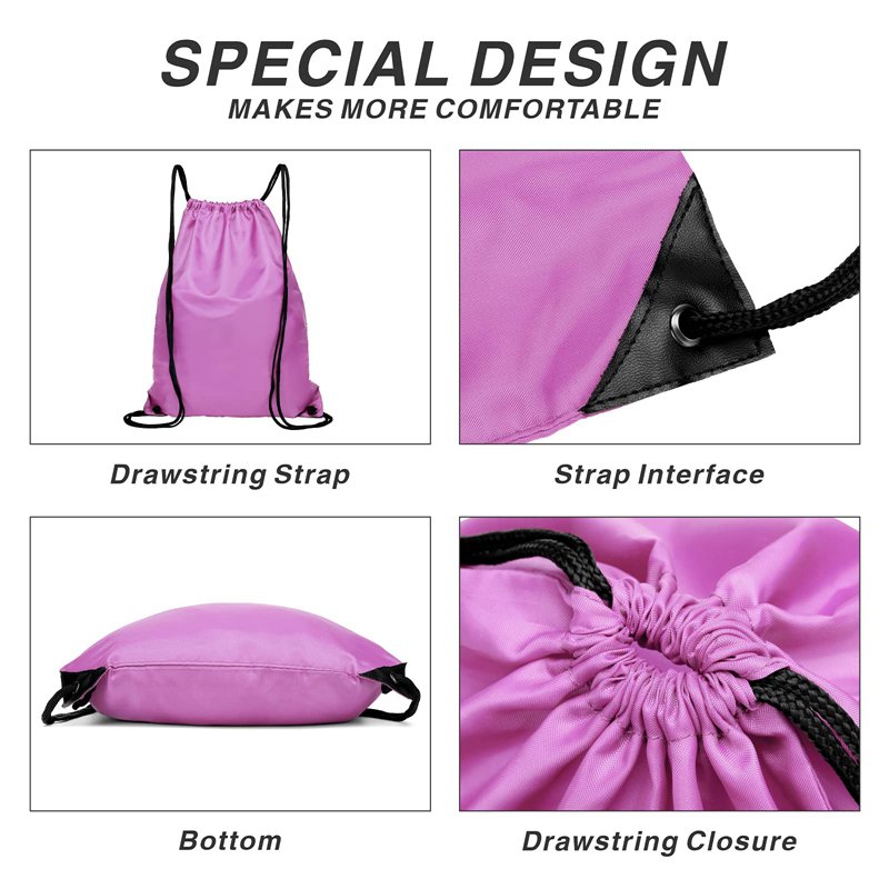 Foldable 210D Nylon Drawstring Backpack For Sports Gym Storage Bagpack with Zipper Pocket Foldable Waterproof Draw string Bags
