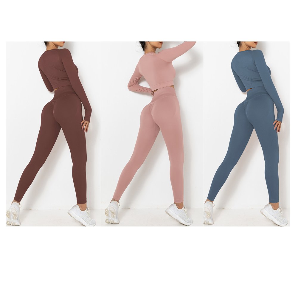 High Elasticity Long Sleeves High Waist Sexy Gym Set For Women Fitness Gym Yoga Sets Gym Wear Women