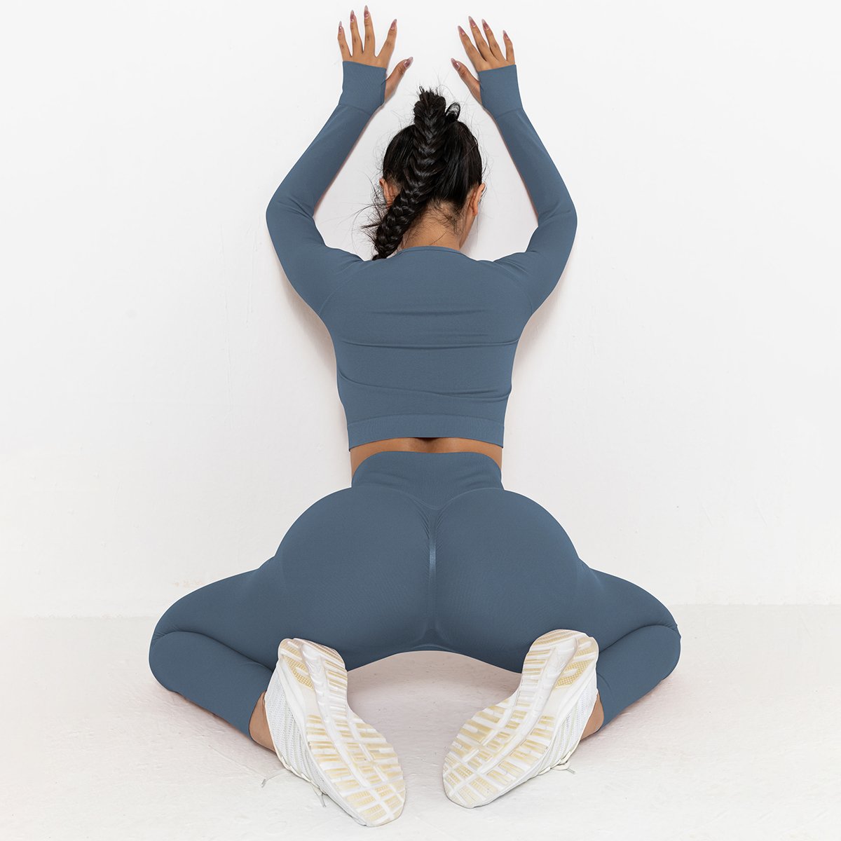 High Elasticity Long Sleeves High Waist Sexy Gym Set For Women Fitness Gym Yoga Sets Gym Wear Women