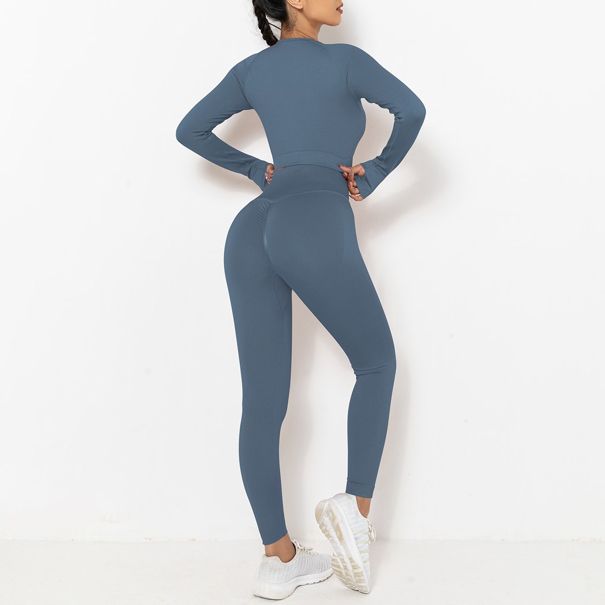 High Elasticity Long Sleeves High Waist Sexy Gym Set For Women Fitness Gym Yoga Sets Gym Wear Women