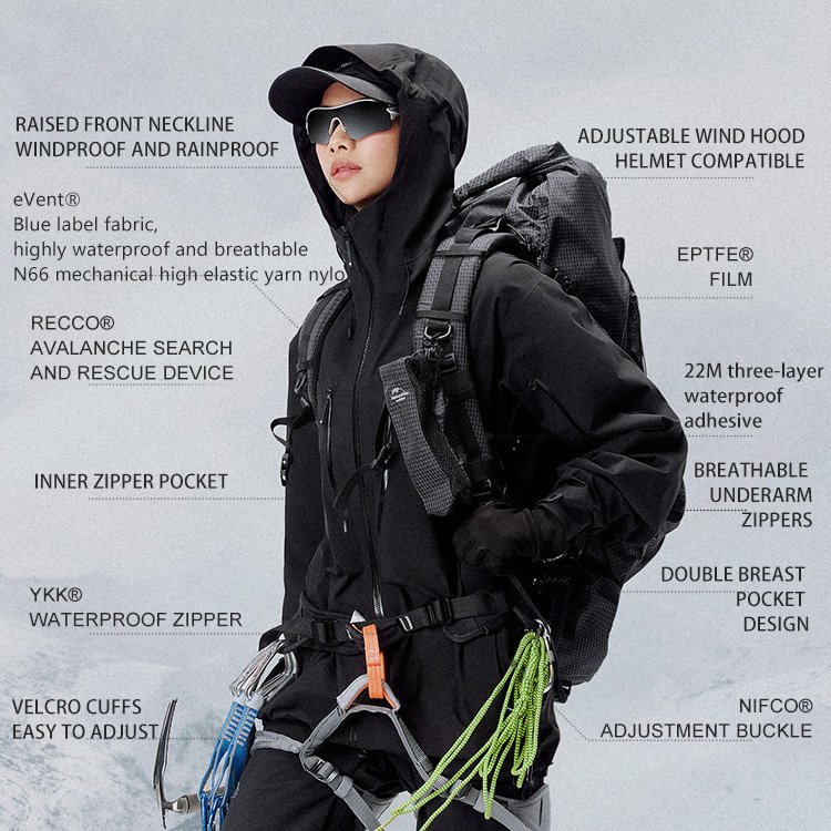 Windbreaker Hiking Waterproof 20000mm Jacket Men Winter Single Layer Outdoor High Quality event hard shell jacket