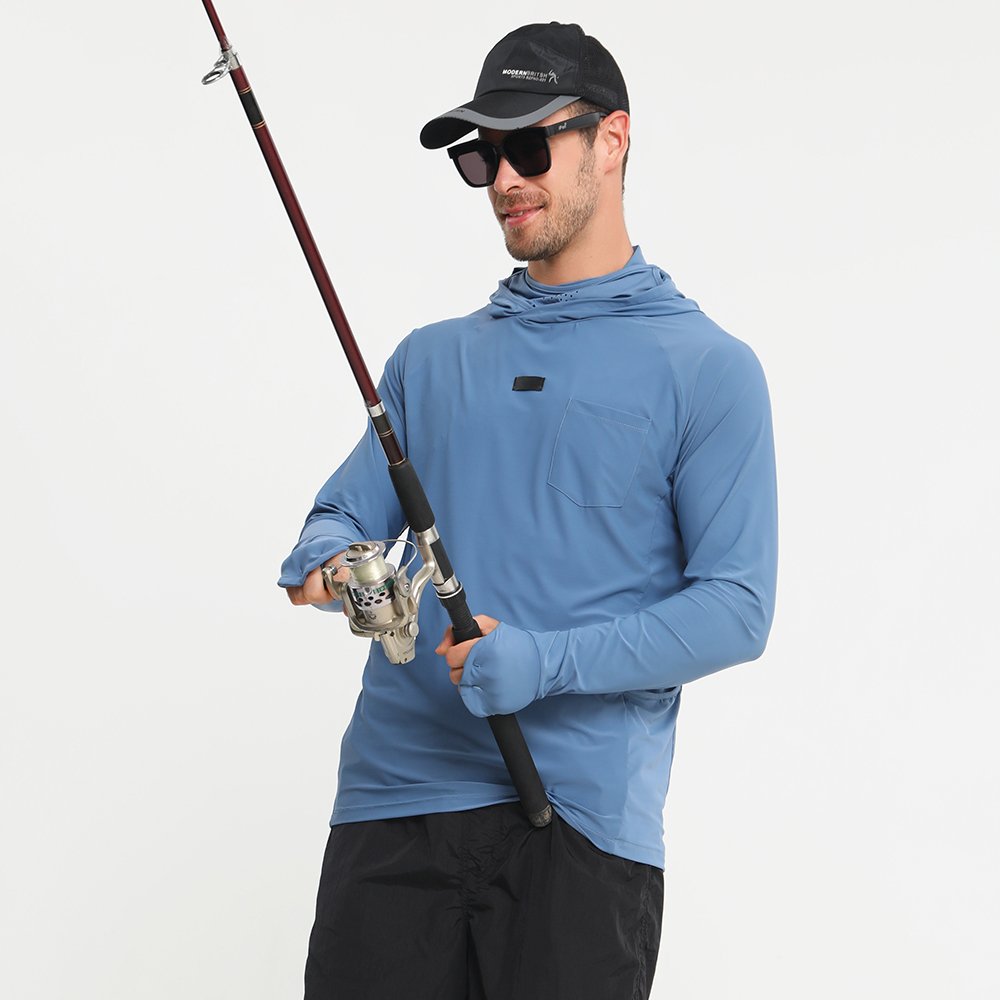 Custom Fishing Shirts Uv Protection Quick Dry Fishing Long Sleeve Shirts With Hoodie For Men Uv Protection