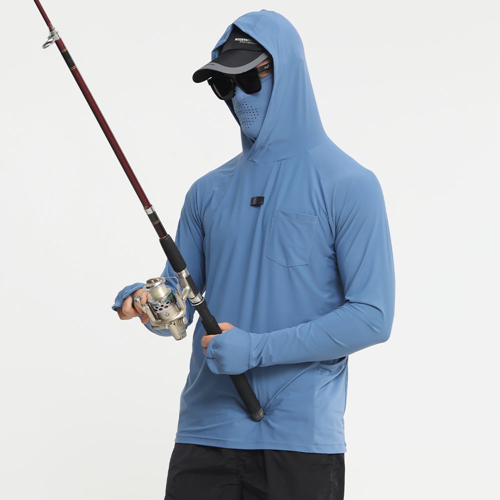 Custom Fishing Shirts Uv Protection Quick Dry Fishing Long Sleeve Shirts With Hoodie For Men Uv Protection