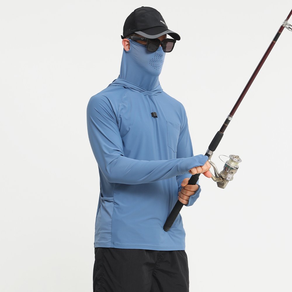 Custom Fishing Shirts Uv Protection Quick Dry Fishing Long Sleeve Shirts With Hoodie For Men Uv Protection