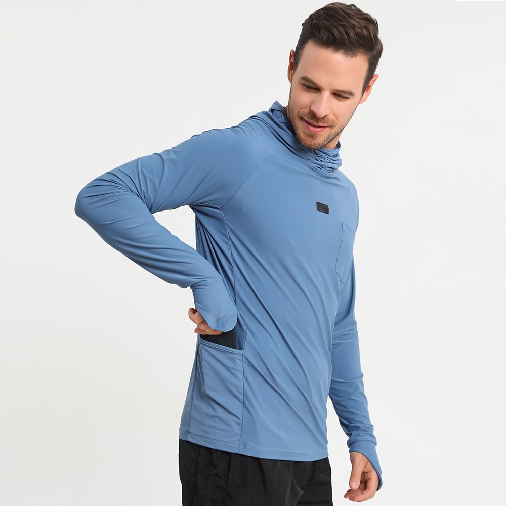 Custom Fishing Shirts Uv Protection Quick Dry Fishing Long Sleeve Shirts With Hoodie For Men Uv Protection