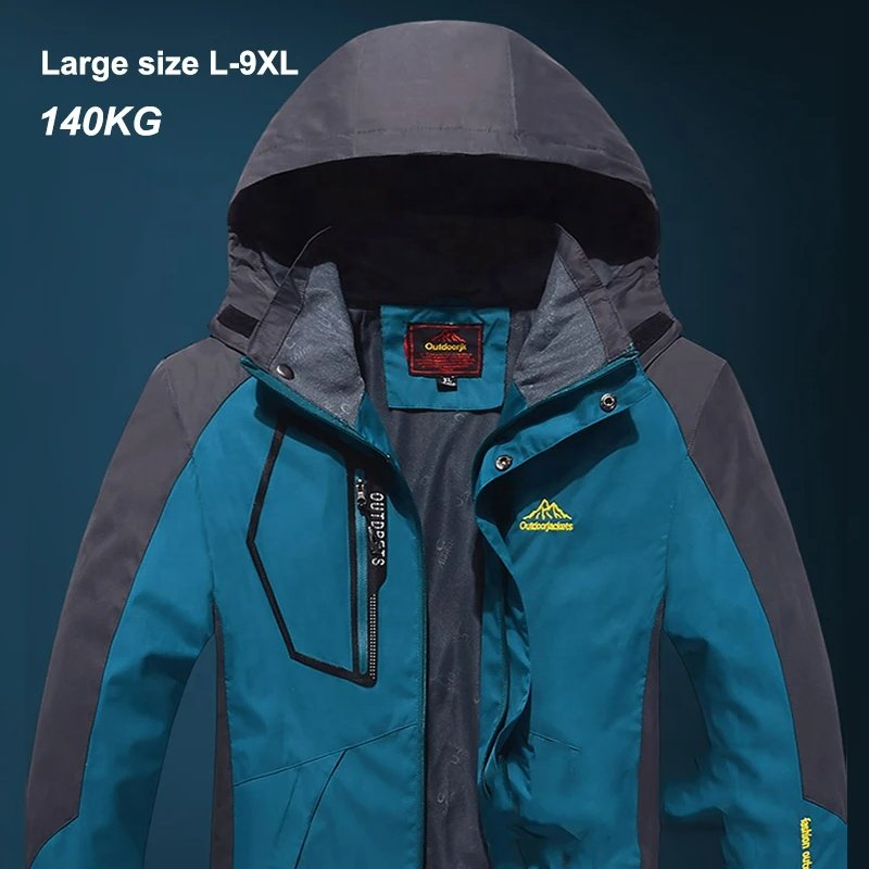 Custom Men's Waterproof Hiking Jacket Large Size Windproof Windbreaker Camping Hunting Running Trekking Fishing Coat Men Outdoor