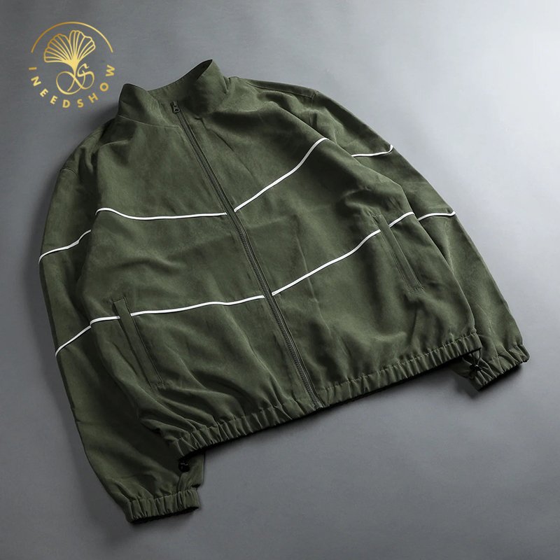 Spring And Autumn Gym Full Zipper Reflective Polyester Sports Outdoor Waterproof Long Sleeve Jackets For Men
