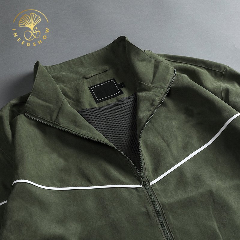 Spring And Autumn Gym Full Zipper Reflective Polyester Sports Outdoor Waterproof Long Sleeve Jackets For Men