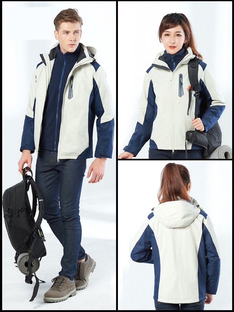 Winter Outdoor Climbing Hiking Wear 3 In 1 Waterproof Coat Unsex Fishing Snow Ski Jacket Inner Warm Fleece Hooded Windbreaker