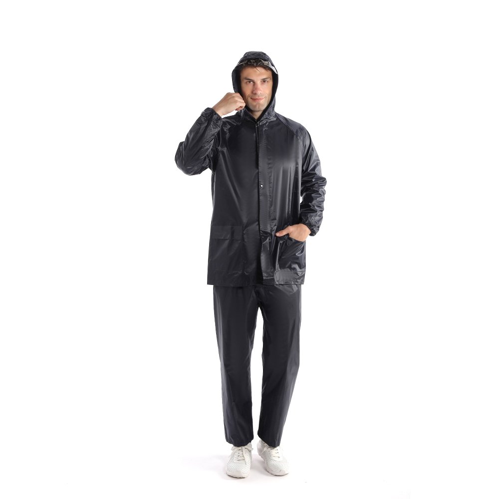 Safety Hooded Reflective Stripes Nylon Pvc Raincoat Logo Raincoat Hiking Raincoat Waterproof