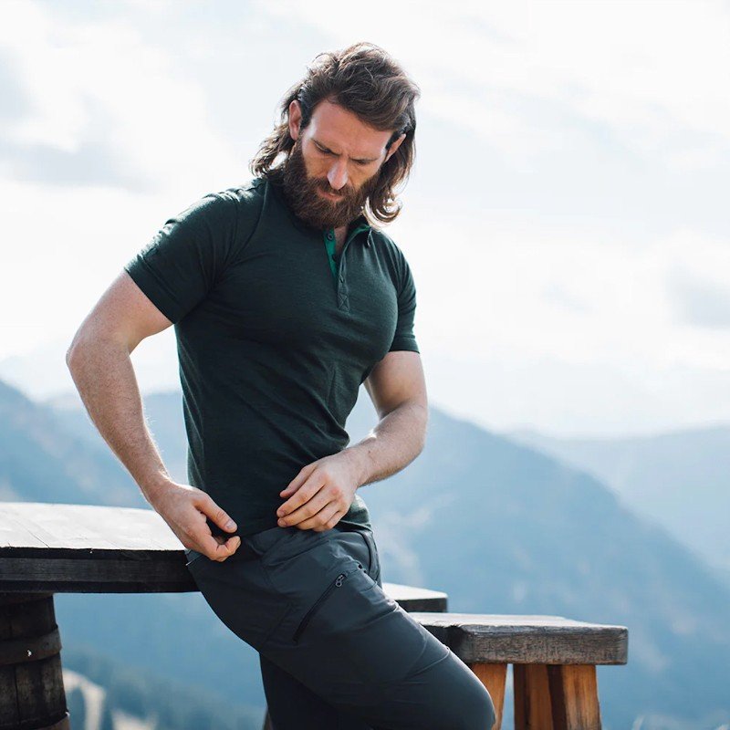 Outdoor Summer Men's Merino Wool quick-drying shirt lapel short-sleeved POLO shirt Merino Hiking breathable T-shirt