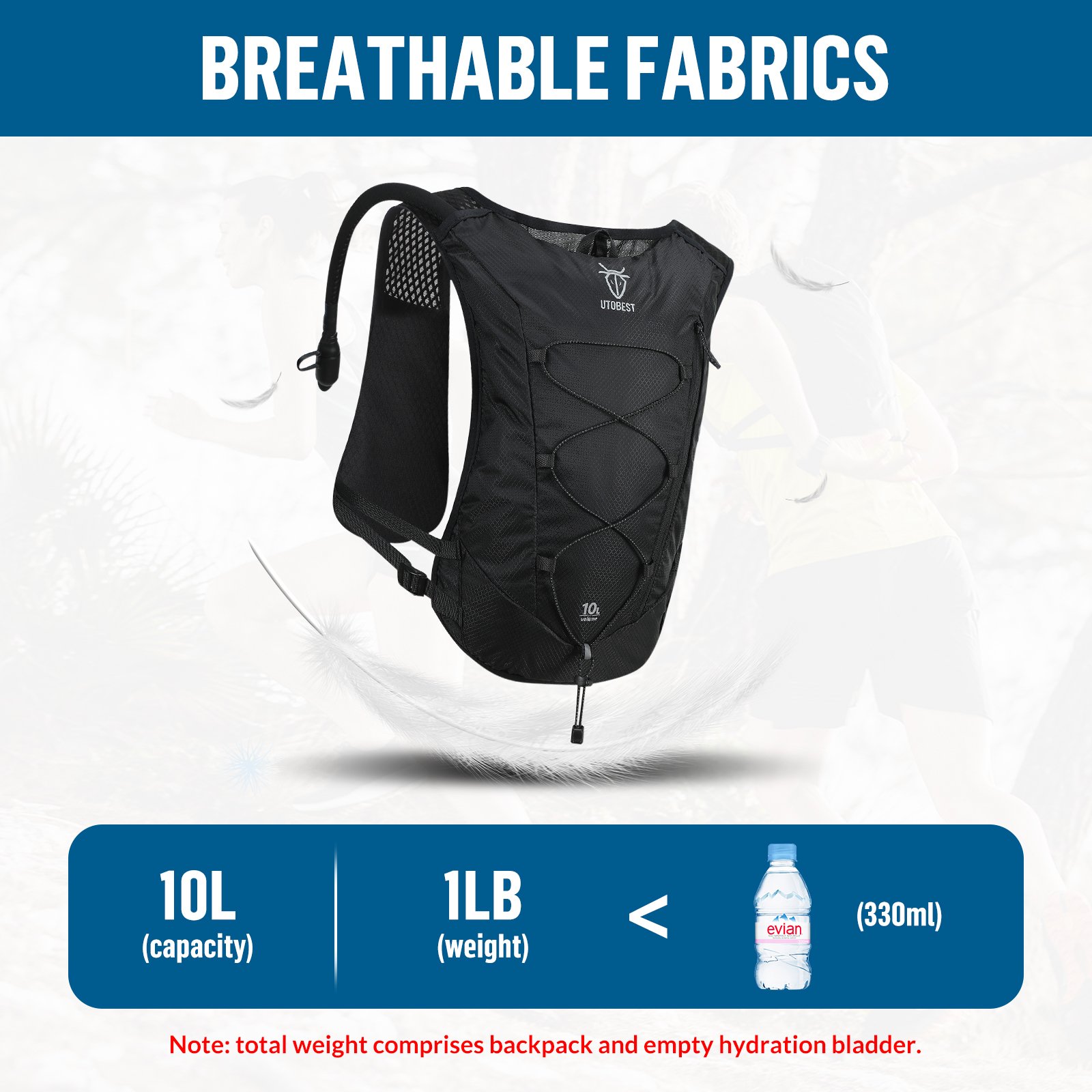 UTOBEST Custom 10L Running Vest Hiking Sports Backpack Multi-pockets Hydration Pack For Outdoor