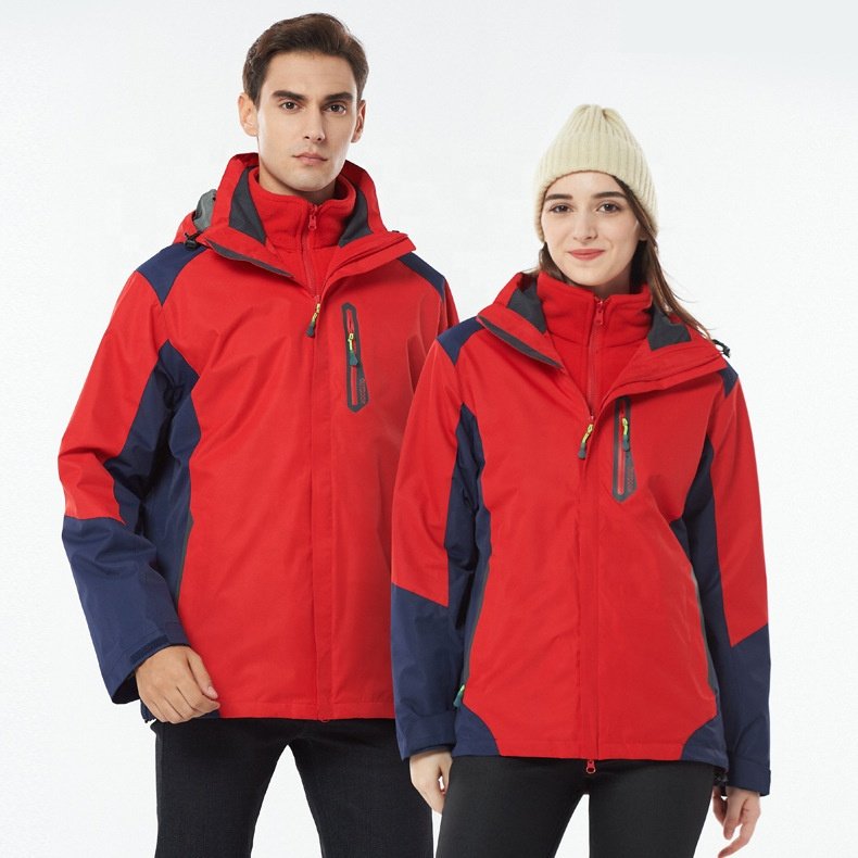 Winter Outdoor Climbing Hiking Wear 3 In 1 Waterproof Coat Unsex Fishing Snow Ski Jacket Inner Warm Fleece Hooded Windbreaker