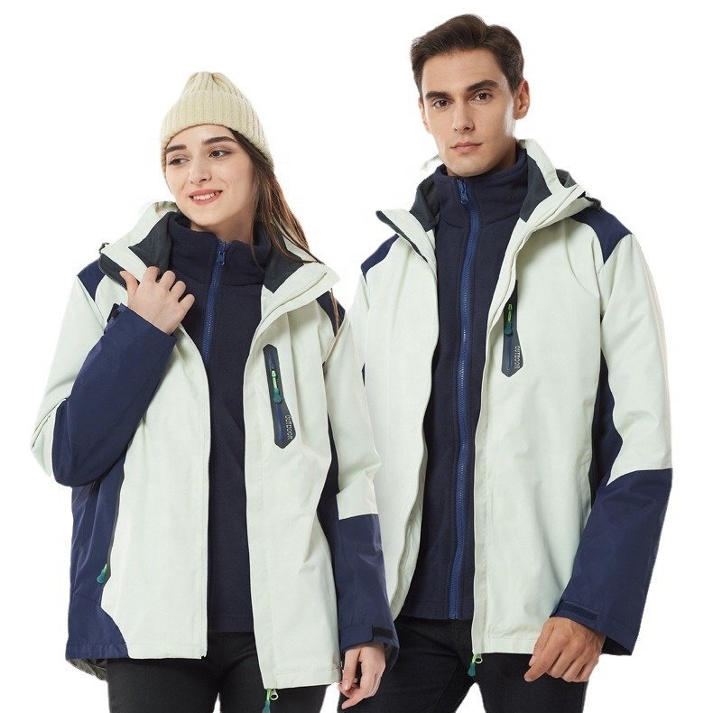Winter Outdoor Climbing Hiking Wear 3 In 1 Waterproof Coat Unsex Fishing Snow Ski Jacket Inner Warm Fleece Hooded Windbreaker
