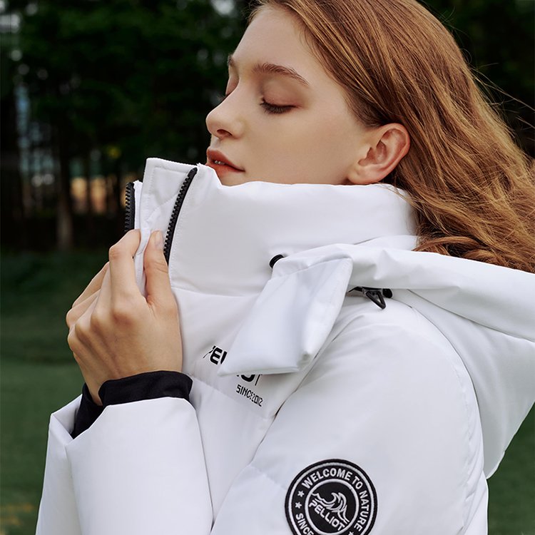 PELLIOT Print New Thickening Windproof Warm Ski Outdoor Women's Winter Hooded 650 Filling Goose Down Parka Puffer Jacket