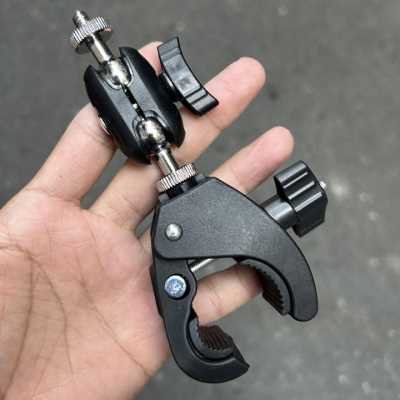 A large clamp and an outdoor sports camera fitting. Toast Man's got a 360 to Gopro
