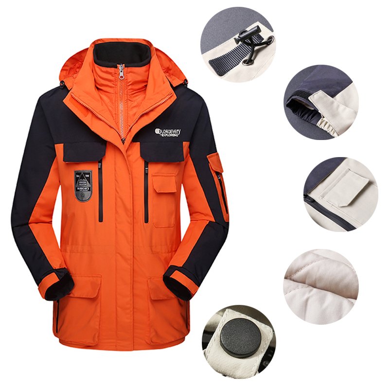 Mens Mountain Climbing Hiing Jacket Three In One Detachable Warm Inner Outdoor Country Jackets Sport Clothing With Hooded