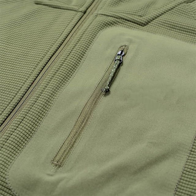 CONMR Ultra-Soft Microfleece Grid Lite Jacket Casual Style Softshell Water-Repellent Fleece Hunting Jacket with Zipper Closure