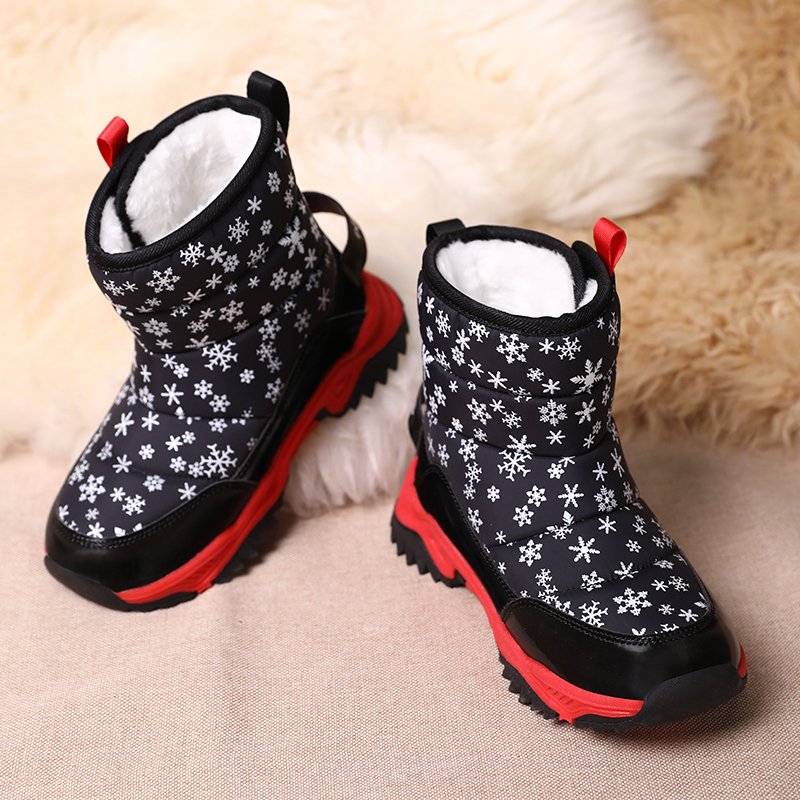 Children's snow boots Hiking shoes non-slip plus fleece thickened boots Warm shoes large children's cotton shoes