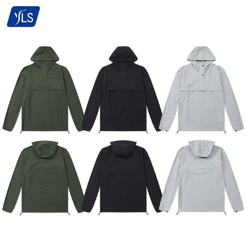YLS Wholesale Fitness Clothing Men'S Lightweight Water Proof Jacket Long Sleeve Pullover Hoodie Hiking Jackets