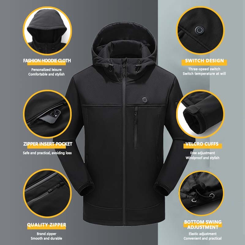 Winter Unisex Lightweight Electric Heated Clothing Intelligent Keep Thermal Hoodie Coat Heated Jacket