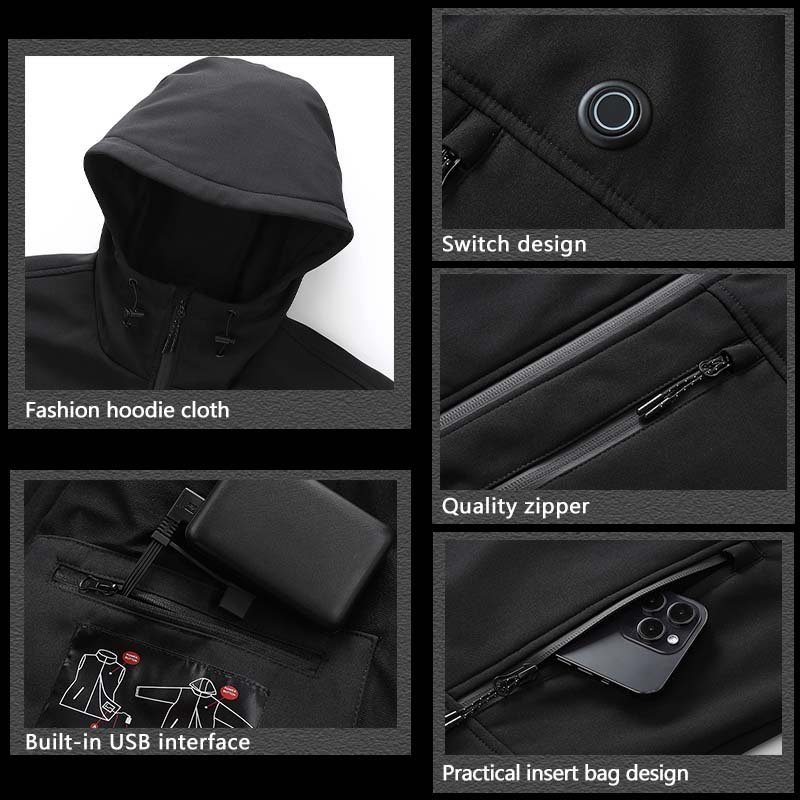 Winter Unisex Lightweight Electric Heated Clothing Intelligent Keep Thermal Hoodie Coat Heated Jacket