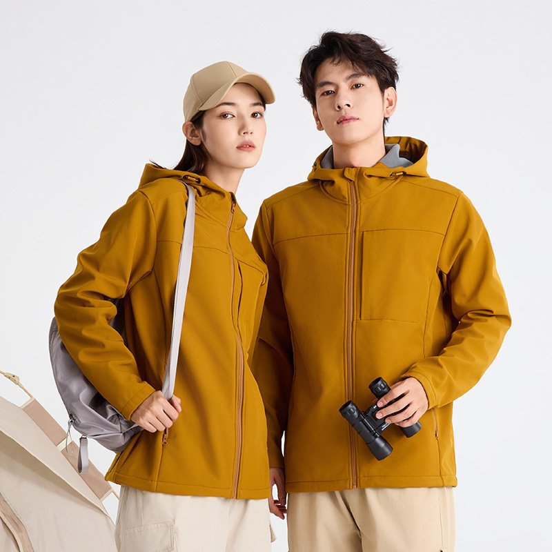 2024 new outdoor hiking and mountaineering jacket, waterproof and windproof soft shell hooded jacket