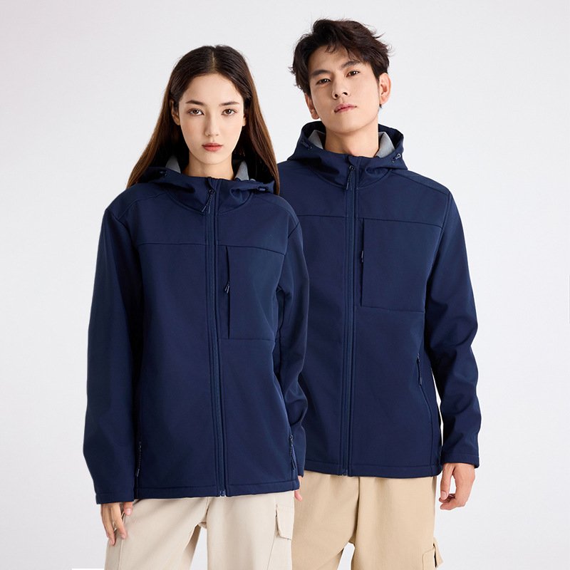2024 new outdoor hiking and mountaineering jacket, waterproof and windproof soft shell hooded jacket