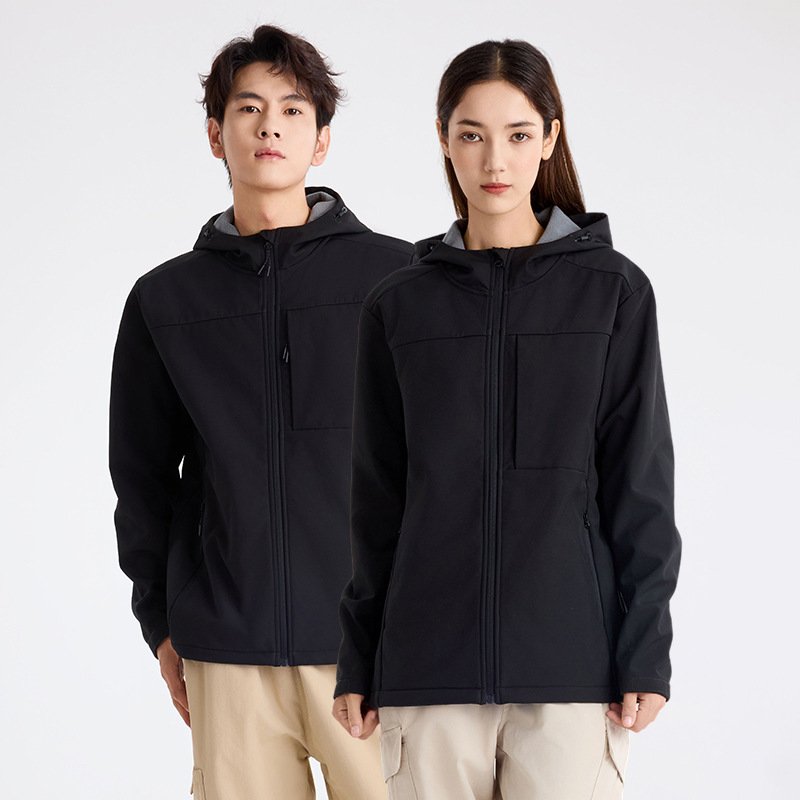 2024 new outdoor hiking and mountaineering jacket, waterproof and windproof soft shell hooded jacket