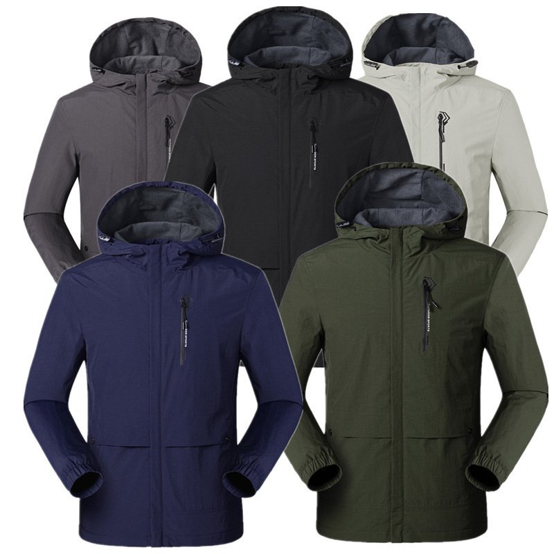 Wholesale custom winter jacket men outdoor hooded breathable windproof and rainproof breathable jacket mountaineering suit