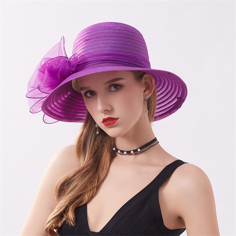 wholesale Design Ribbon Bow Straw Hat Fashion Foldable Wide Brim Dome Luxury Beach Summer Wedding Hats For Women