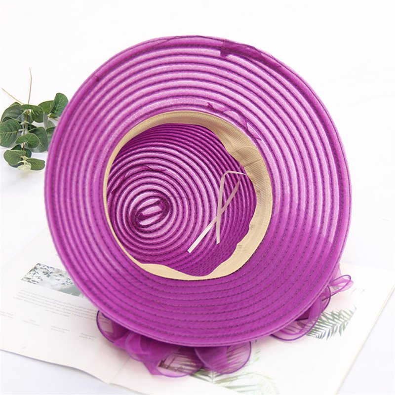 wholesale Design Ribbon Bow Straw Hat Fashion Foldable Wide Brim Dome Luxury Beach Summer Wedding Hats For Women