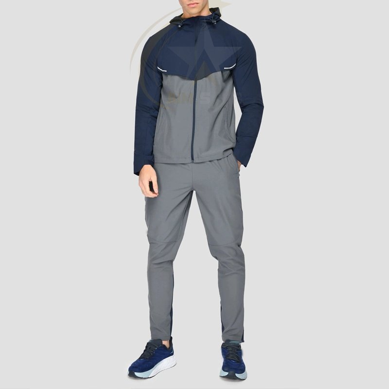 Sport Custom Windbreaker Set Mens Nylon Track Suit Oversized Shirt Patch Work Streetwear Striped Tracksuit Jacket for Man Casual