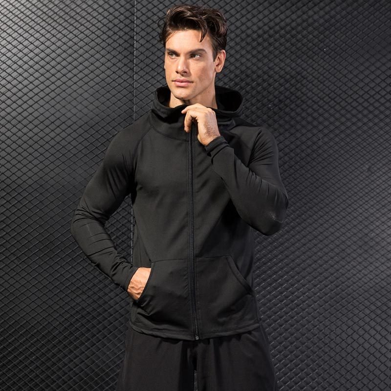 Mens Sports Coat Running Training Fitness Clothing Wholesale Long Sleeve Quick Drying Casual Zipper Hoodie
